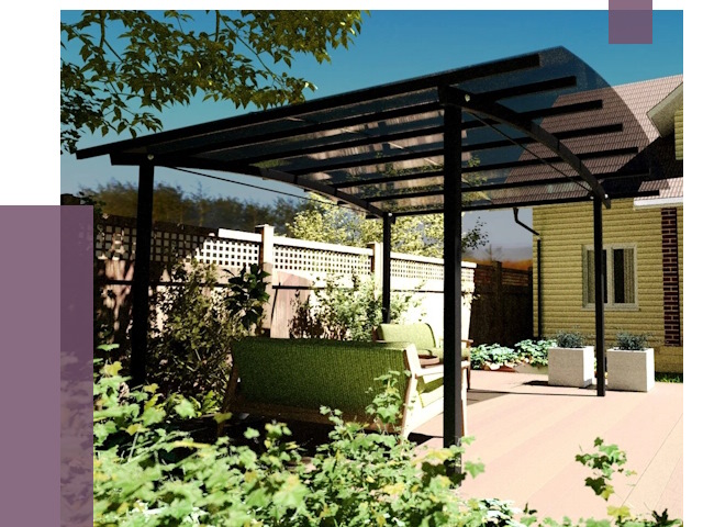 Навесы для террасы в Красном Сулине от 13013 руб. под ключ | ПРОЛЁТ-Крл