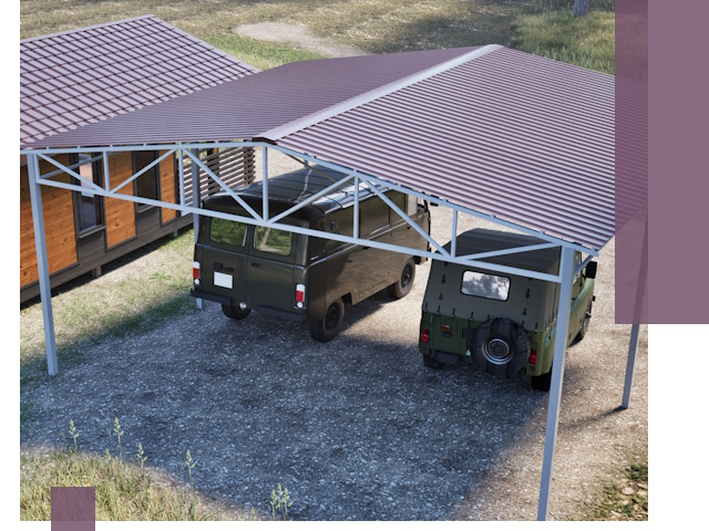 Двускатные навесы под ключ в Красном Сулине — изготовление и монтаж